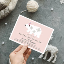 Ours polaire Hiver Onederland rose 1er anniversair