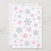 Invitation Ours polaire Hiver rose Fille Baby shower Flocon d (Dos)