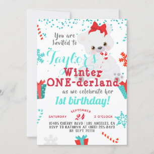 Invitation Ours polaire Hiver Un derland Anniversaire Invitat