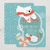 Invitation Ours polaire Jeu de piscine d'hiver Anniversaire I (Devant / Derrière)