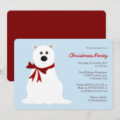 Invitation Ours polaire mignon sur la fête de Noël bleu glace (Devant / Derrière)