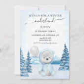 Invitation Ours polaire Noël un premier anniversaire hiver (Devant)