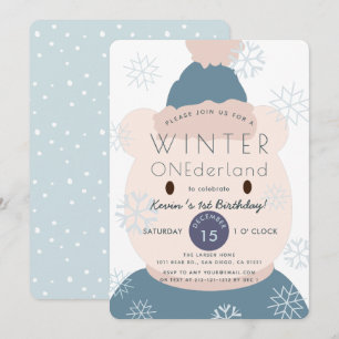 Invitation Ours polaire Onederland Garçon 1er Anniversaire In