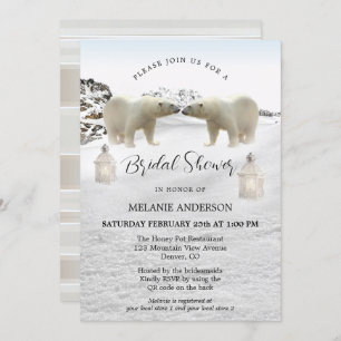 Invitation Ours polaire QR Code Hivernal Douche nuptiale Invi