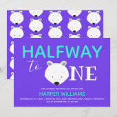 Invitation Ours polaire Six Mois Bébé Demi-Anniversaire Invit (Devant / Derrière)