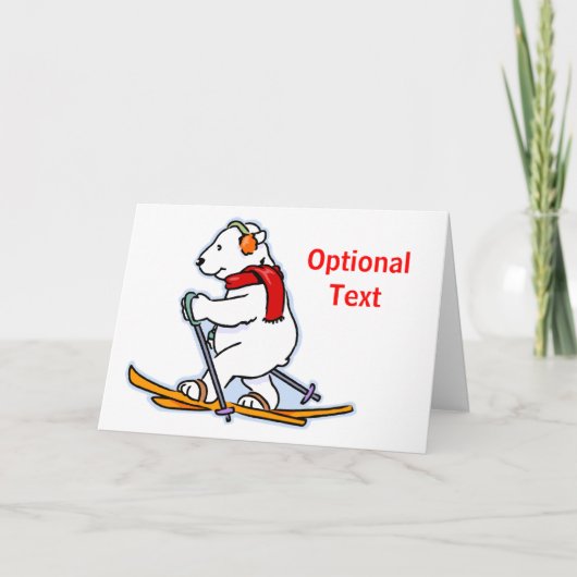 Invitation Ours polaire sur ski - Personnalisable (Devant)