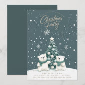Invitation Ours polaires Fête de Noël de neige (Devant / Derrière)