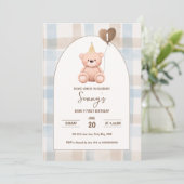 Invitation Ours premier anniversaire 1er parti Boho minimal O (Debout devant)