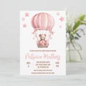 Invitation Ours rose et Brown dans le Baby shower de ballon à (Debout devant)