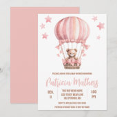 Invitation Ours rose et Brown dans le Baby shower de ballon à (Devant / Derrière)