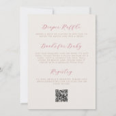 Invitation Ours Rose Fille Code QR Baby Shower Lune (Dos)
