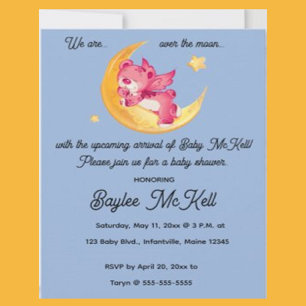 Invitation Ours rose modifiable sur un Baby shower de lune de