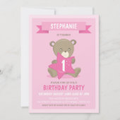 Invitation Ours rose, quel que soit l'âge ou le premier anniv (Devant)