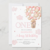 Invitation Ours rose Teddy Béaire Béaire Premier anniversaire (Devant)