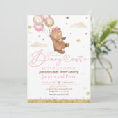 Invitation Ours Rose Teddy Béary Bébé mignonne fille sur le c (Debout devant)