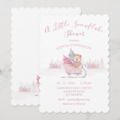 Invitation Ours Rose Un Petit Baby shower De Flocon De Neige (Devant / Derrière)