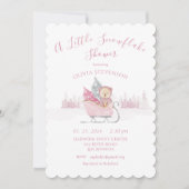 Invitation Ours Rose Un Petit Baby shower De Flocon De Neige (Devant)