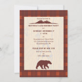 Invitation Ours Rustique Plaid et fête d'anniversaire de la m (Devant)