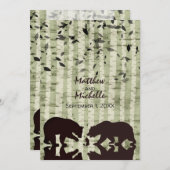 Invitation Ours rustiques de bois Pêche, Mariage de bouleaux (Devant / Derrière)