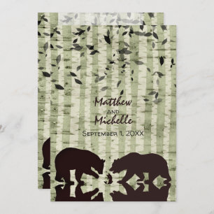 Invitation Ours rustiques de bois Pêche, Mariage de bouleaux