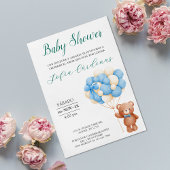 Invitation Ours Teddy Avec Balloons Espagnol Baby shower Blan