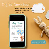 Invitation Ours Teddy Avec Balloons Espagnol Baby shower Blan