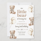 Invitation Ours Teddy Boho Son Premier 1er Anniversaire Fête (Devant)