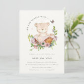 Invitation Ours Teddy Mignonne Dans Panier Fleur Baby shower  (Debout devant)