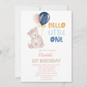 Invitation Ours Teddy rayé Bonjour Petit Un Anniversaire (Devant)