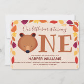 Invitation Ours Tourne un animal d'automne premier anniversai (Devant)
