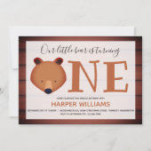Invitation Ours Tourne un animal de bois premier anniversaire (Devant)