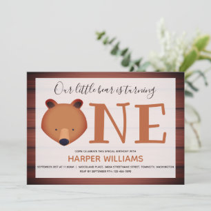 Invitation Ours Tourne un animal de bois premier anniversaire