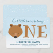 Invitation Ours Tourne un animal d'hiver 1er anniversaire (Devant / Derrière)