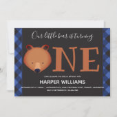 Invitation Ours Tourne un bison bleu Plaid premier anniversai (Devant)