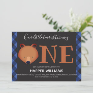 Invitation Ours Tourne un bison bleu Plaid premier anniversai