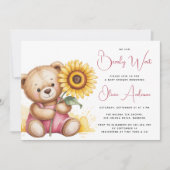 Invitation Ours Tournesol rustique Baby shower d'attente (Devant)