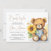 Invitation Ours Tournesol rustique Baby shower d'attente (Devant)
