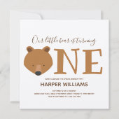 Invitation Ours Turner un animal d'argent premier anniversair (Devant)