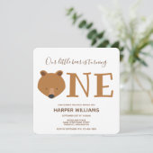 Invitation Ours Turner un animal mignon 1er anniversaire (Debout devant)