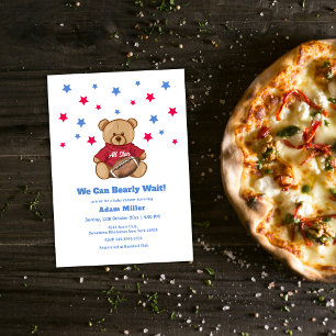 Invitation Ours vedette à peine attendre Football Baby Shower