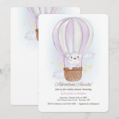 Invitation Ourse Koala en Ballon à Air Rose (Devant / Derrière)