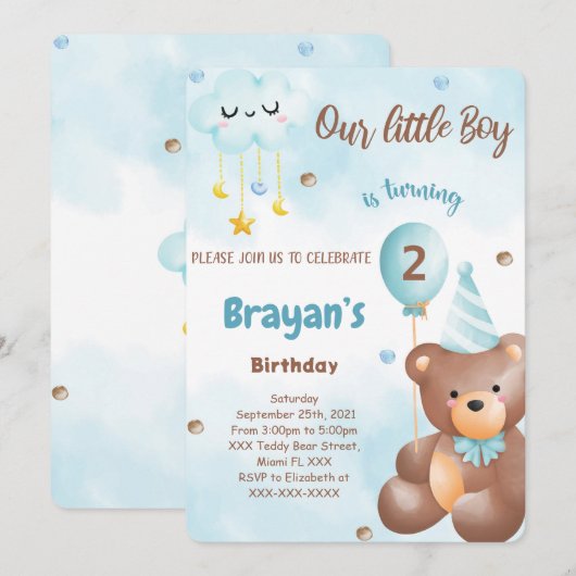 Invitation Ourson (Devant / Derrière)