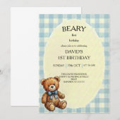 Invitation Ourson 1er Anniversaire (Devant / Derrière)
