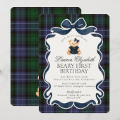 Invitation Ourson à nœud papillon Prépa pour un premier anniv (Devant / Derrière)