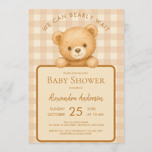 Invitation Ourson à peine attendre Baby Shower Ourson & Vichy