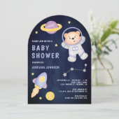 Invitation Ourson astronaute dans l'espace Shower de bébé pou (Debout devant)