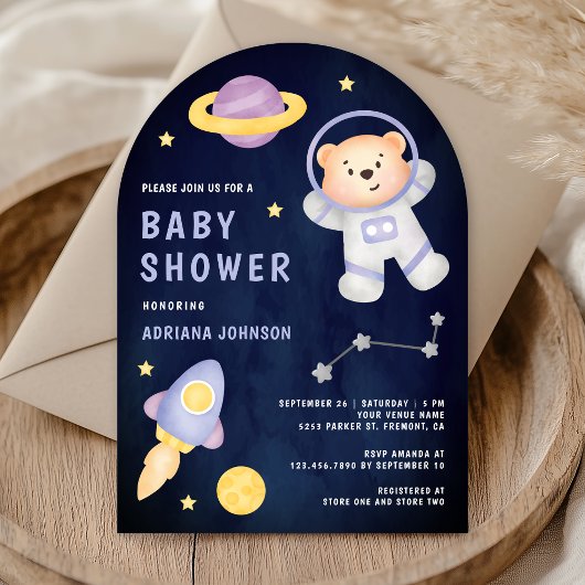 Invitation Ourson astronaute dans l'espace Shower de bébé pou