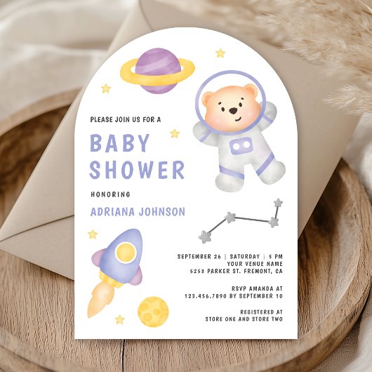 Invitation Ourson astronaute de l'espace extra-atmosphérique