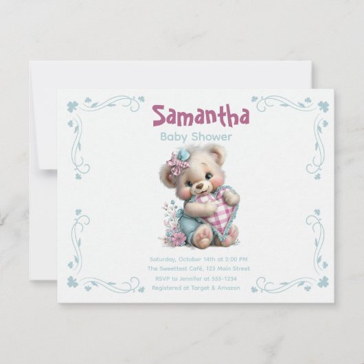 Invitation Ourson Baby Shower (Devant)