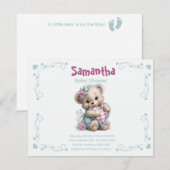 Invitation Ourson Baby Shower (Devant / Derrière)